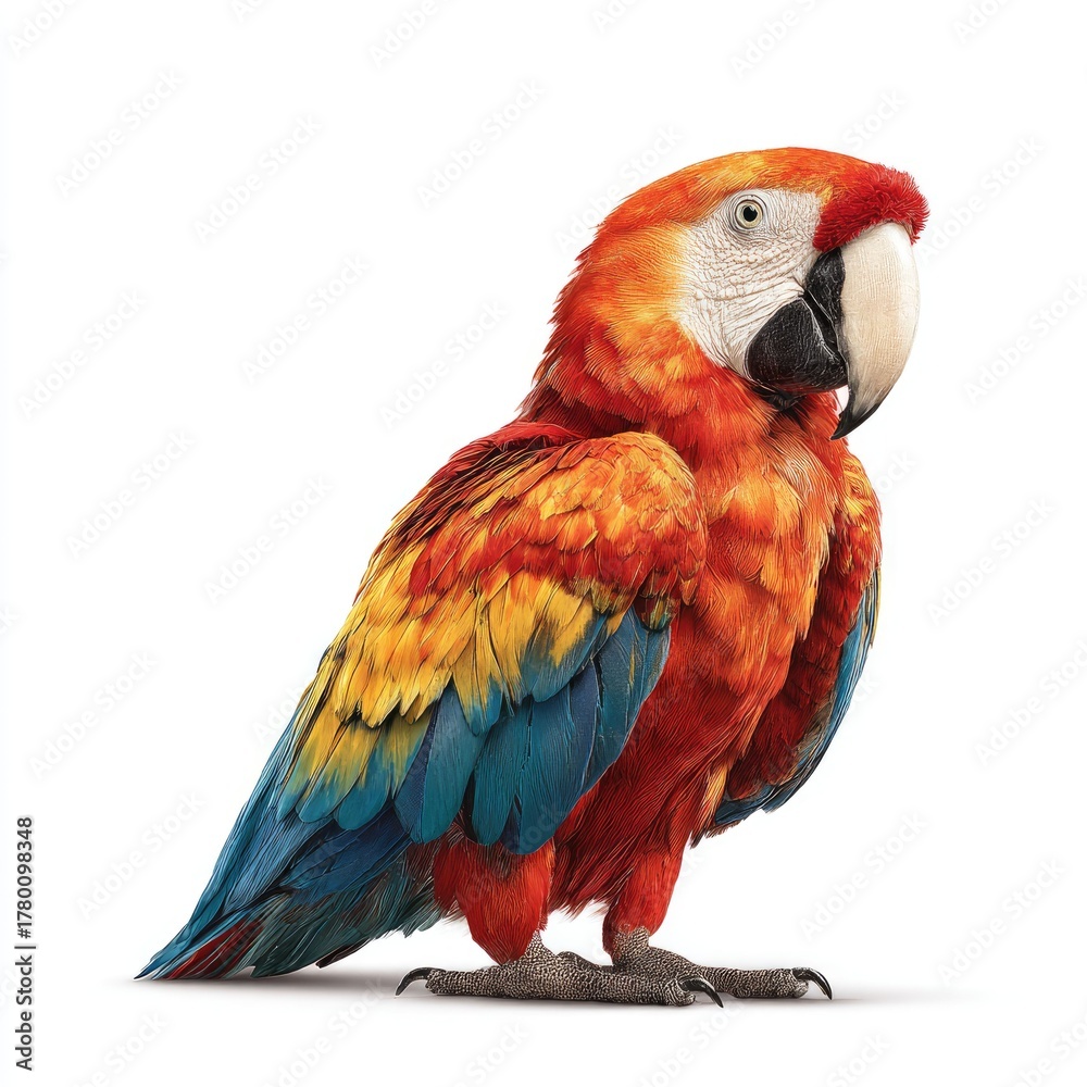 Naklejka premium Vibrant parrot portrait nature setting gigapixel standard hyperrealistic detail captivating viewpoint