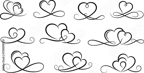 Elegant Heart Line Art Vector Collection for Love and Wedding Design