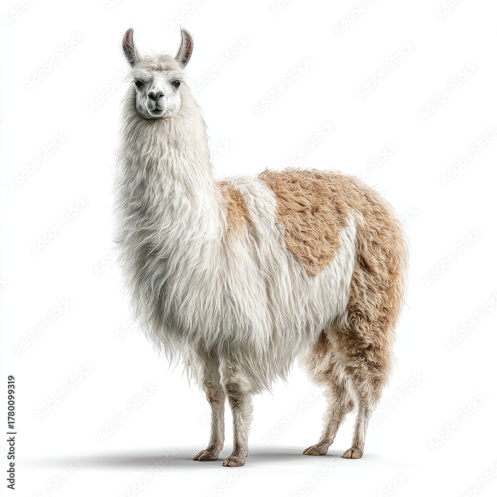 Obraz premium Majestic llama portrait natural habitat photorealistic art stunning detail close-up view animal photography