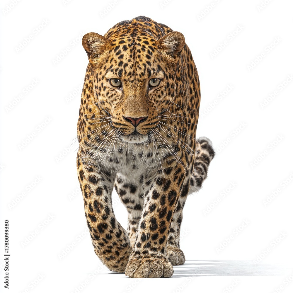 Fototapeta premium Dynamic stalking action of a leopard in a lush jungle setting hyperrealistic detail in gigapixel format