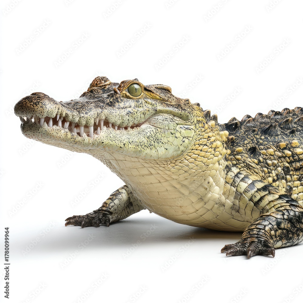Fototapeta premium Detailed hyperrealistic image of a crocodile on a pu gigapixel standard scale in a natural habitat