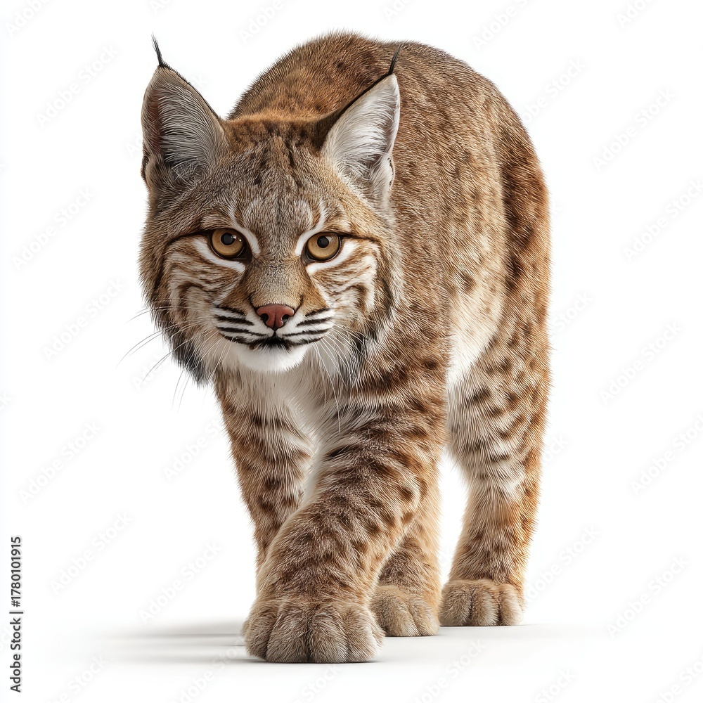 Fototapeta premium Action-packed bobcat stalking in a hyperrealistic gigapixel environment nature scene close-up view