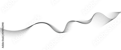 Flowing Dot Wave halftone gradient pattern on transparent background