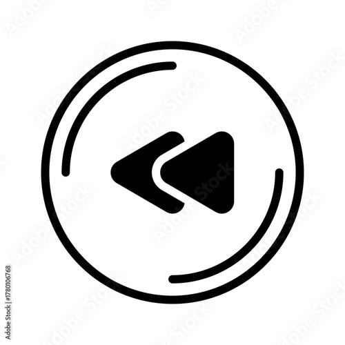 Vector solid black icon for Rewind button