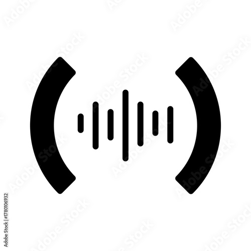 Vector solid black icon for Audio waves