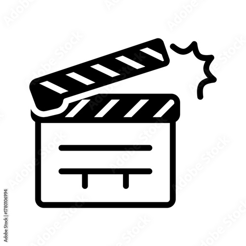 Vector solid black icon for Clapperboard