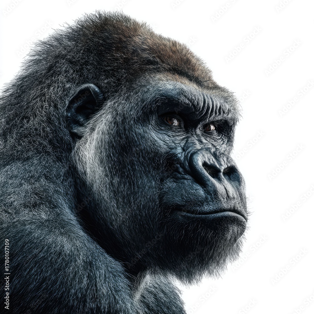 Fototapeta premium Detailed hyperrealistic image of a gorilla in the wild nature scene gigapixel scale close-up view