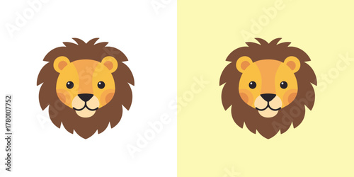 Playful Lion Cub Head Cartoon Logo Icon