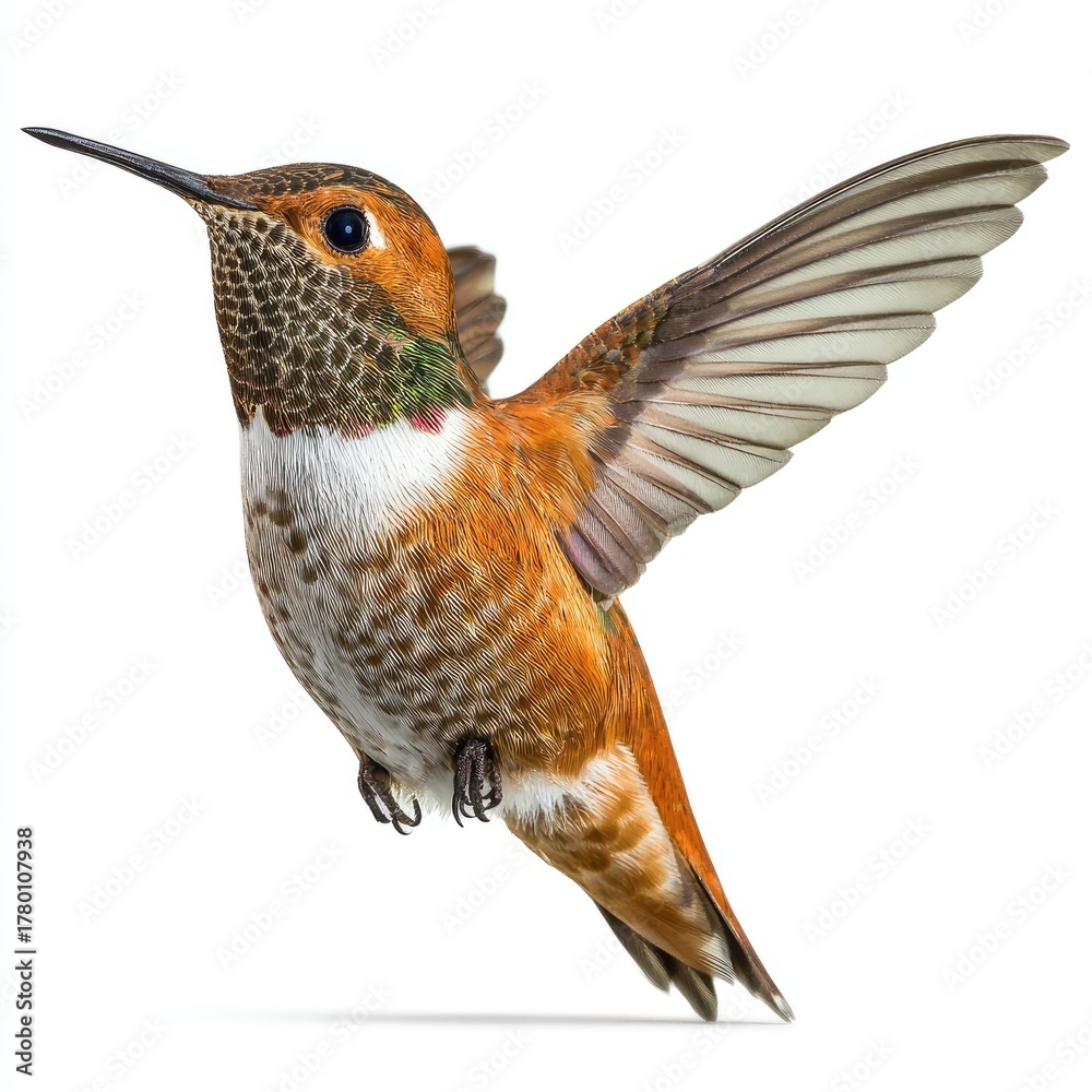 Fototapeta premium Dynamic hummingbird in flight nature setting gigapixel detail ultra-realistic capture close-up view