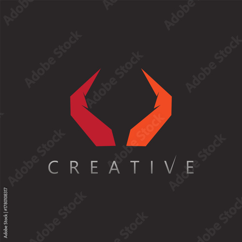 Modern abstract horn logo vector design for strength, leadership, and wilderness power
