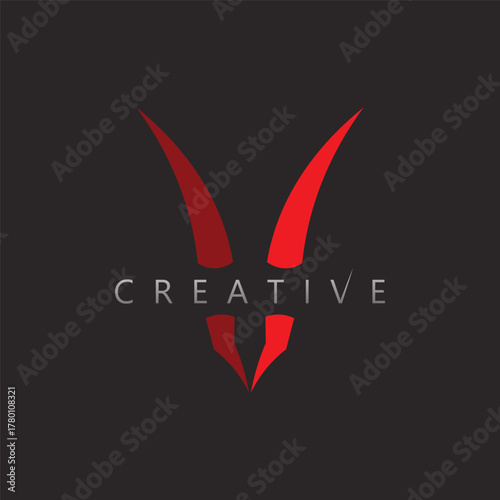 Stylized horn logo vector design for masculine business and strong animal symbolism