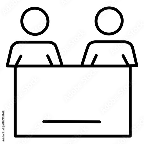 Outline Two People Desk