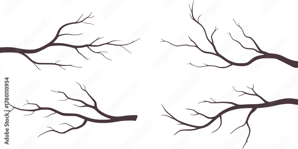 Fototapeta premium Minimalist branches silhouette tree black