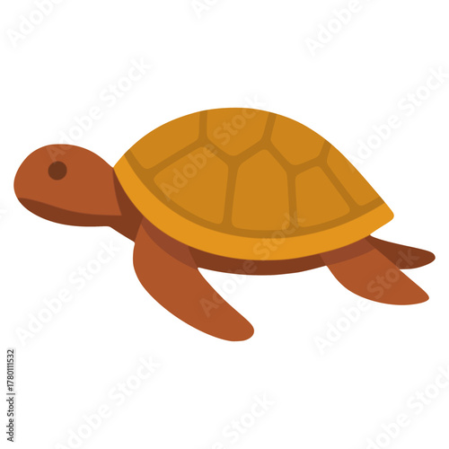 Sea turtle reptile animal flat color vector illustration template design