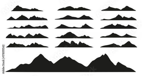 Mountain range black silhouet...