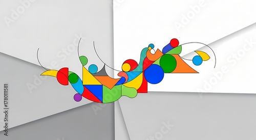 Minimal geometric background. Dynamic shapes composition. Vector illustration