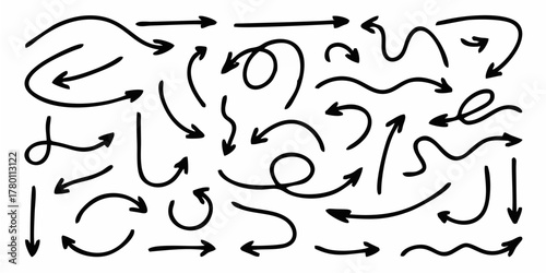 Squiggly black arrow set. Doo...