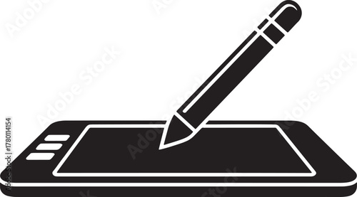 Digital Art: Modern Graphic Tablet with Stylus Pen Illustration for Creative Designs