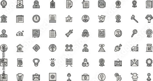 Vector icon set of symbols for web design, business, and internet media illustration
