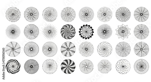 Intricate circular patterns and mandalalike designs with detailed linework, presented in black and white on a