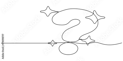 one continuous line drawing of a question mark isolated on a white background in simple vector illustration style