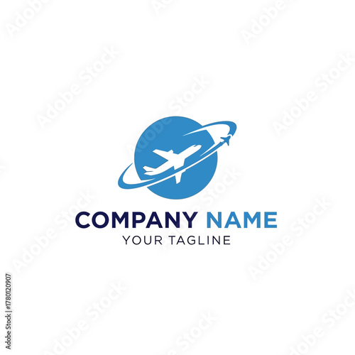 Airplane Orbiting Globe Logo Design for Travel and Aviation Companies.