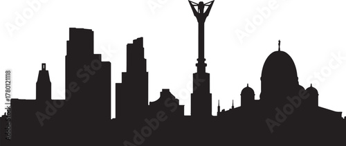 Liverpool City Skyline Silhouette Featuring Landmark Buildings and Urban Scenery Vector