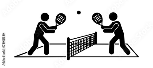 Title: Stickman Playing Padel – Minimal Sport Vector Illustration.