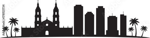 Sacramento Skyline Silhouette Urban Landscape California Cityscape Isolated Landmark Design