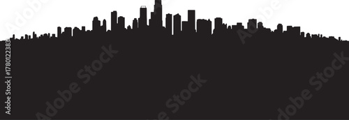 Urban Metropolis Silhouette Scape Cityscape, Dark Skyline against Gradient Transparent Background