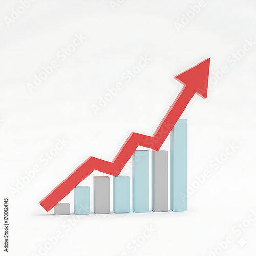 Illustration of 3d red arrow graph showing upward trend isolated on white background Free Download Illustration of 3d red arrow graph showing upward trend isolated on white background - GFXLoad