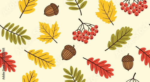 Autumn Leaves and Acorns Pattern