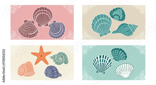 Oceanic Bounty A Collection of Seashells in Pastel Shades