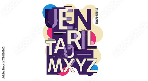 Creative Typography Composition with Geometric Shapes and Abstract Lettering in a Modern Design