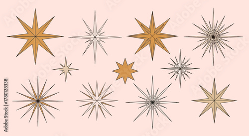 Elegant Celestial Stellar Collection Decorative Starbursts & Shimmering Twinkling Designs