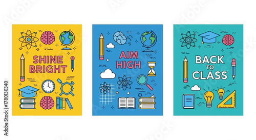 Brighten Your Future Colorful Back to School Education Icons
