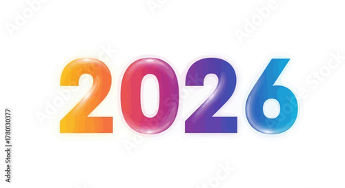 Vibrant and Colorful Number 2026 Representing the Year, Future, and New Beginnings