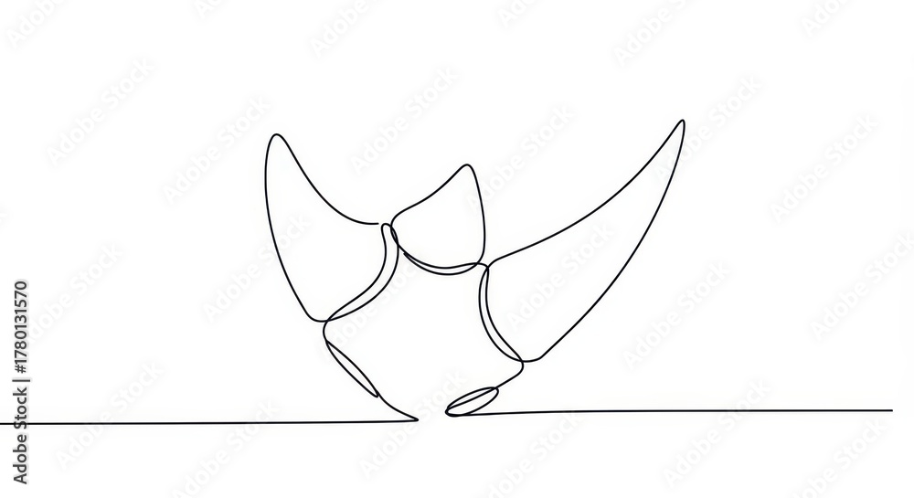 Fototapeta premium Minimalist continuous line drawing depicts the head and horns of a large mammal