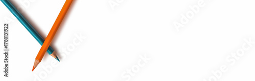 Closeup of Two Color Pencils on a Clean White Background. File with Clipping Path.