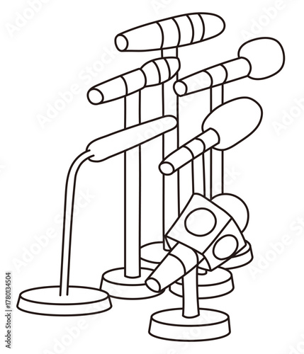 記者会見用のマイクのイラスト