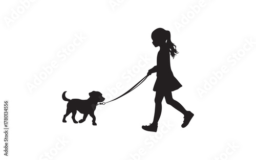 silhouette of a girl and her dog