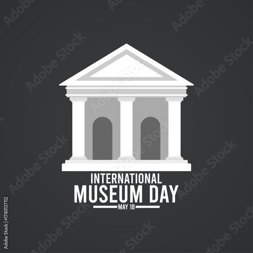 International museum day. May 18. Vector illustration of a museum building on a black background.