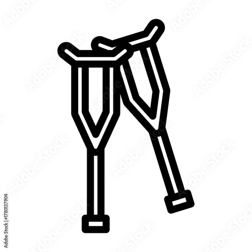 Crutches Vector Line Icon Design