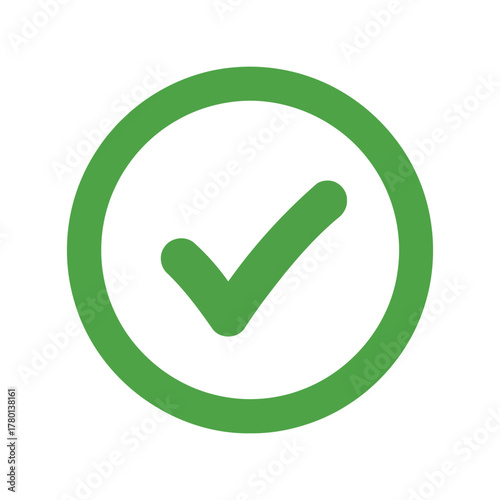 Green check mark circle icon success symbol approval stamp confirmation graphic vector illustration