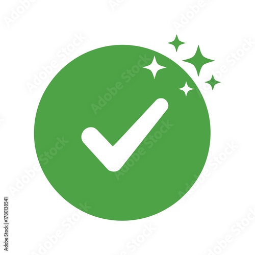 Green checkmark icon success symbol clean approval positive confirmation verified badge isolated vector