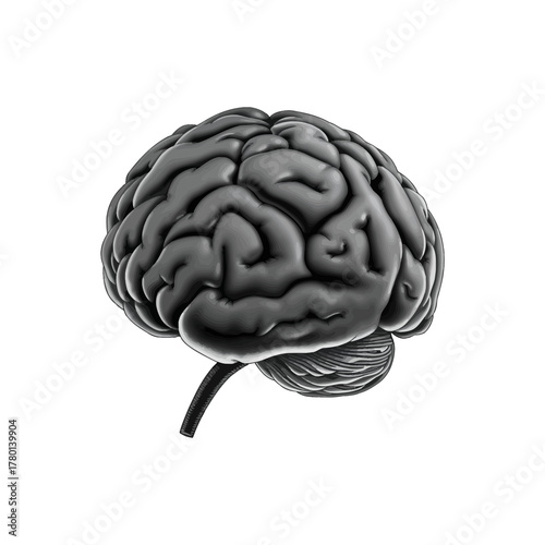 A detailed 3d render of a human brain on a dark background