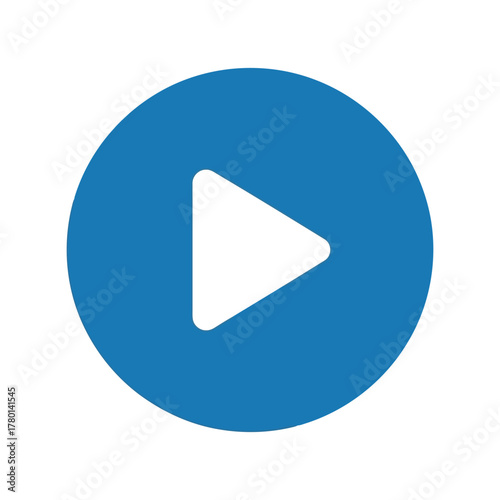 Blue play button icon media player control video start symbol audio playback graphic isolated vector