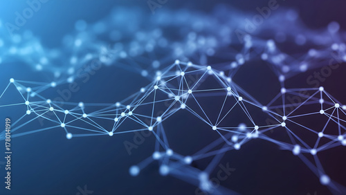 Fototapeta Naklejka Na Ścianę i Meble -  Fast turquoise neon data stream running through 3D geometric tunnels, showing real-time futuristic processing.