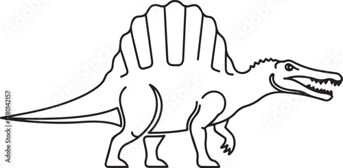 Spinosaurus dinosaur outline illustration for educational content