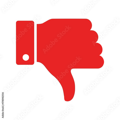 Red thumbs down icon vector illustration negative feedback symbol disapproval gesture rejection sign